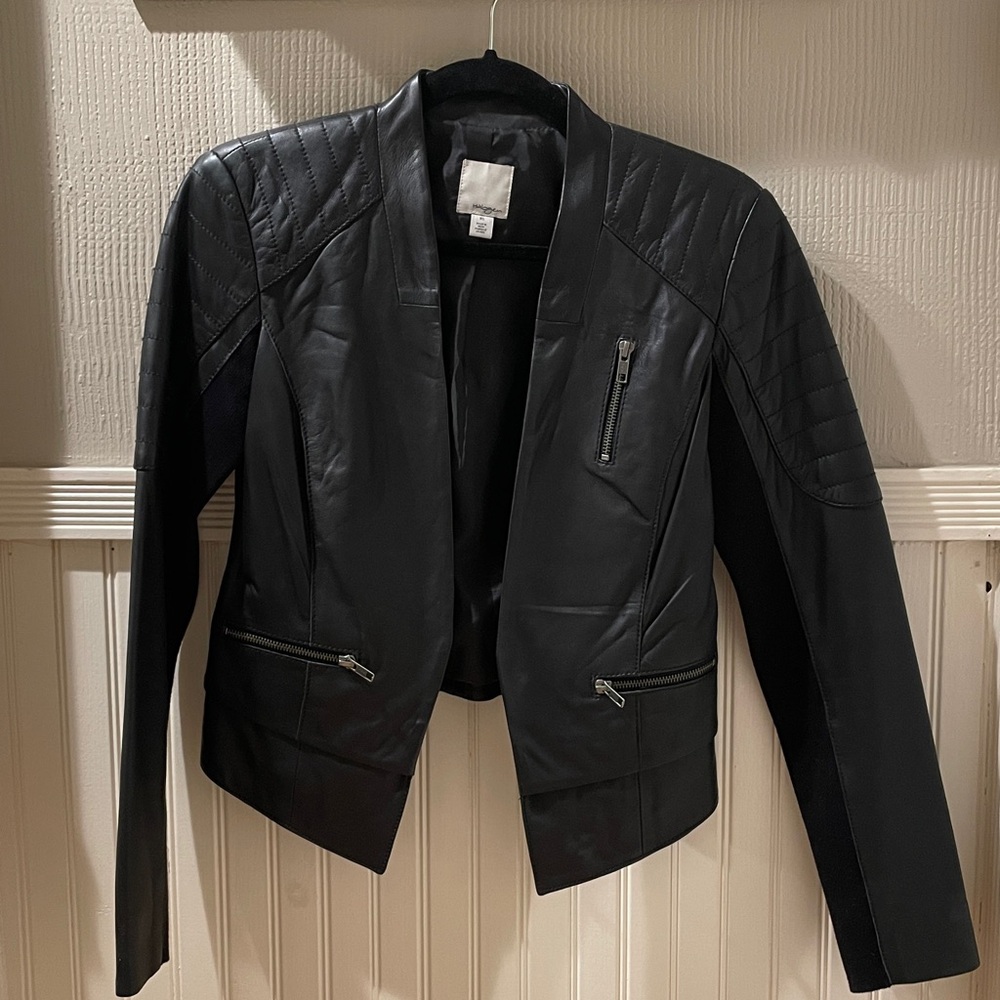 Halogen Black Leather Jacket XS